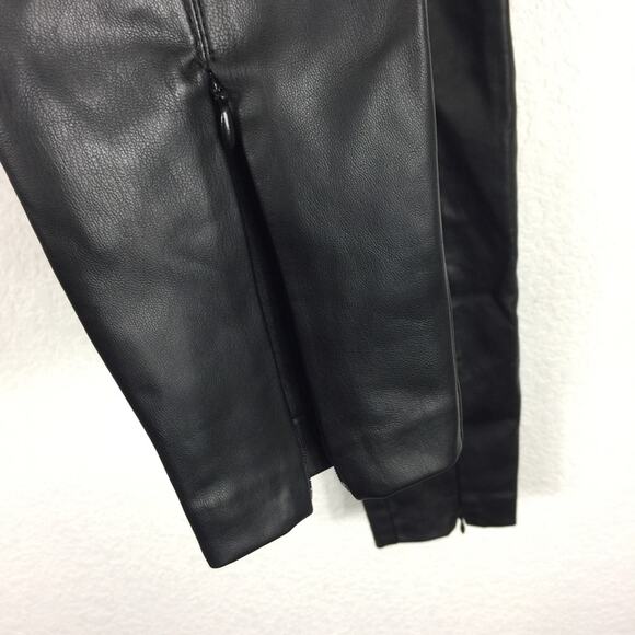 Zara Black Faux Leather High Waist Skinny Ankle Zip Leggings Small - Picture 10 of 14